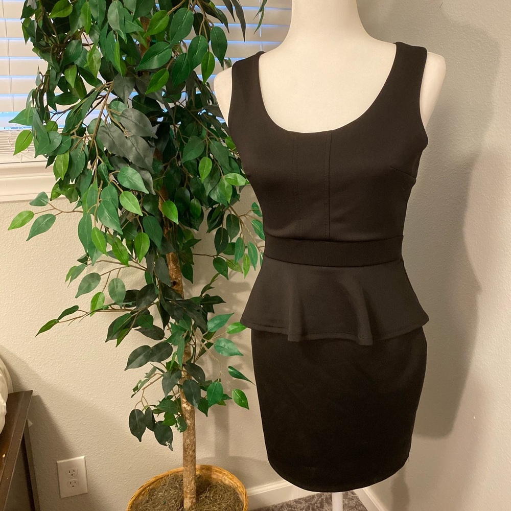 Black Peplum Body Con Dress